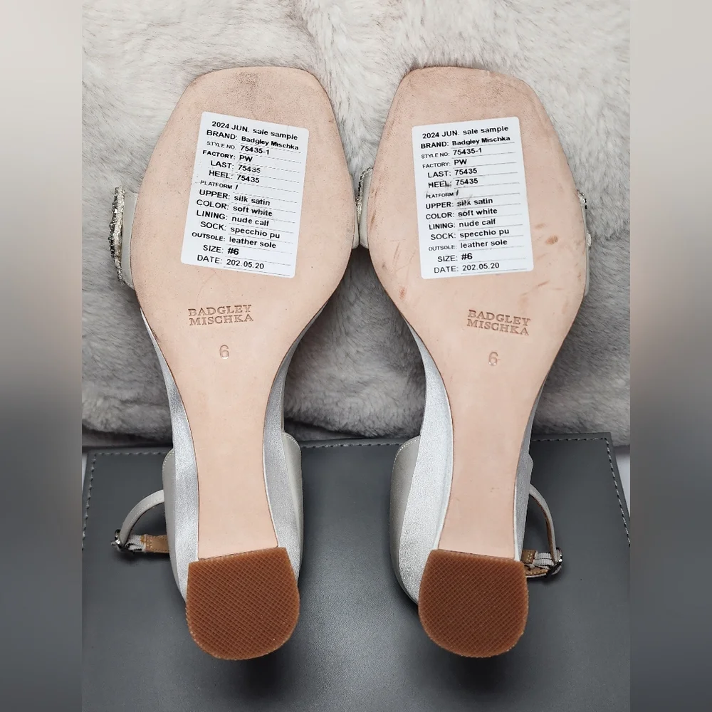 Badgley Mischka Knot Detail Wedge Crystal Embellished Sandals Wedding Size 6